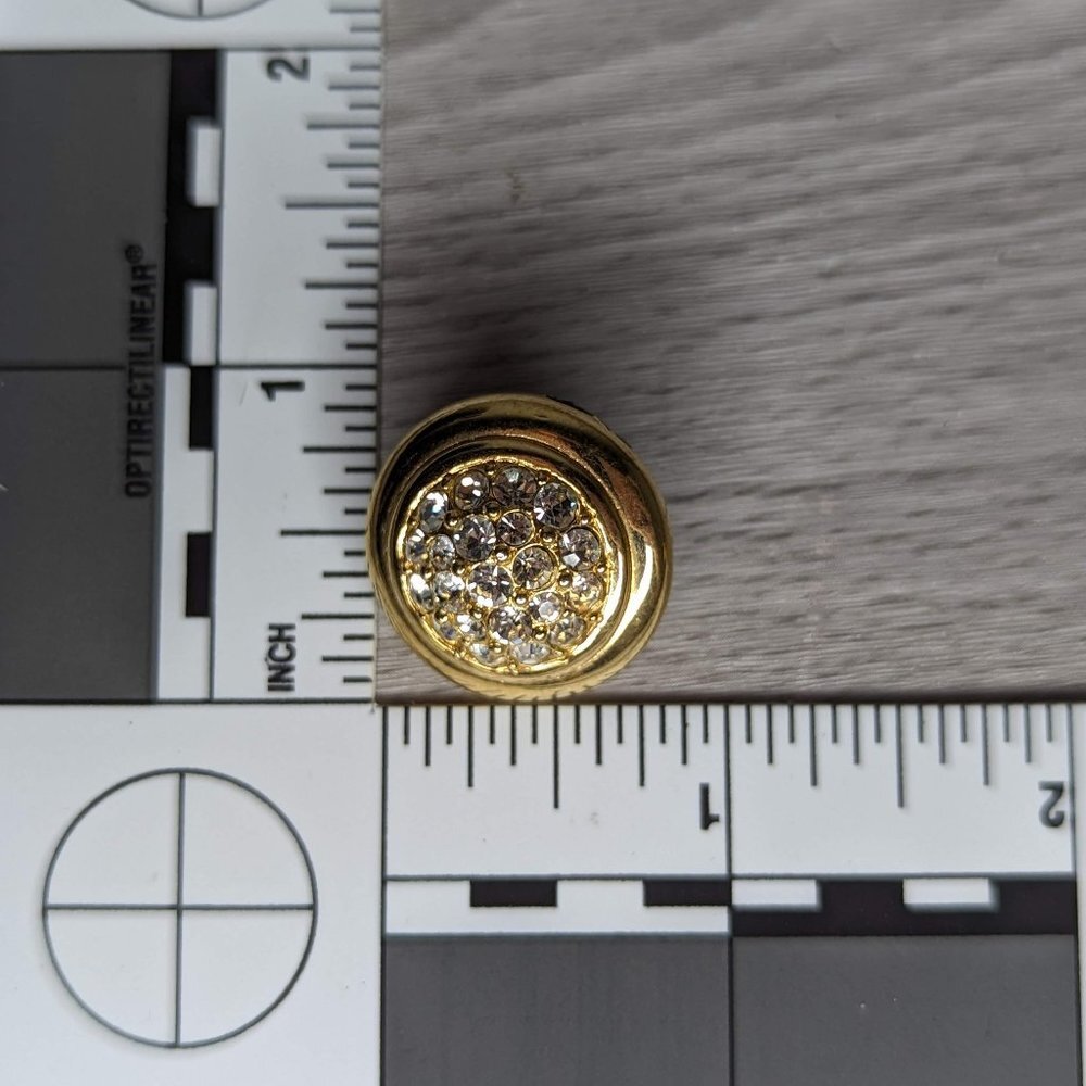 Gold & Rhinestone Post Earrings - Picture 7 of 7